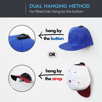 Porte-chapeau mural minimaliste pour casquettes de baseball Cintres de chapeau de porte de placard à un étage Crochets de casquette d'organisateur