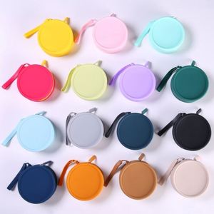 Minimalist Round Silicone Zipper Pouch | Unisex Travel Storage <b>Bag</b> for Coins, Earbuds & Small Cosmetics - Product Image 4