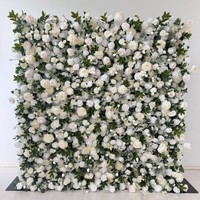 H382 Rose blanche et hortensia, fleur artificielle en tissu renforcé simulé, décorations murales florales pour mariage