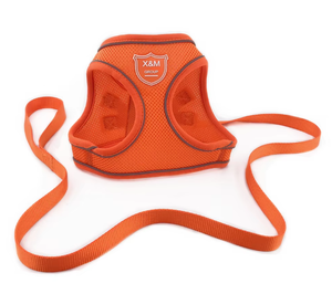 カスタマイズされた5サイズのステップイージーウォークエアメッシュ通気性ペットベスト反射犬ハーネスとリーシュセットPVCロゴ付き - Product Image 5