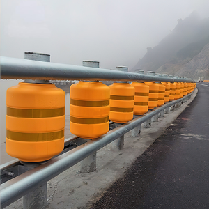 Sistema de Barandas de Seguridad Vial Personalizadas, Amarillas, Dobles, Rodantes, de EVA y PU, Amortiguadores de Impacto para Carreteras - Product Image 1