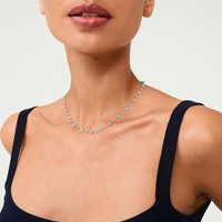 Collier en acier inoxydable turquoise plaqué or 14K tour de cou perlé en forme de cœur pour femme Style Boho pour la plage Mode d'été