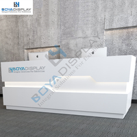 Table de réception lumineuse de luxe, blanc brillant, avec lumière LED, pour salon, réception, réception, bureau