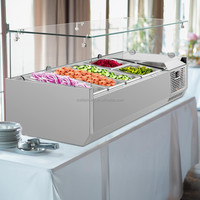 Vitrine intégrée commerciale Table glacée Plats de fruits de mer Armoire réfrigérée Support à salade libre-service pour articles de buffet de viande