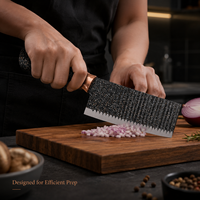 Couteau de cuisine chinois antiadhésif à lame ondulée en acier inoxydable pour trancher la viande et les légumes OEM