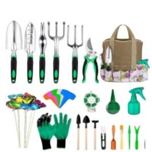 Ensemble d'outils de jardin ergonomiques en alliage d'aluminium avec sac, kit d'outils à main, sécateur, gants, arrosoir, étiquettes pour plantes, résistant à la rouille - Product Image 4