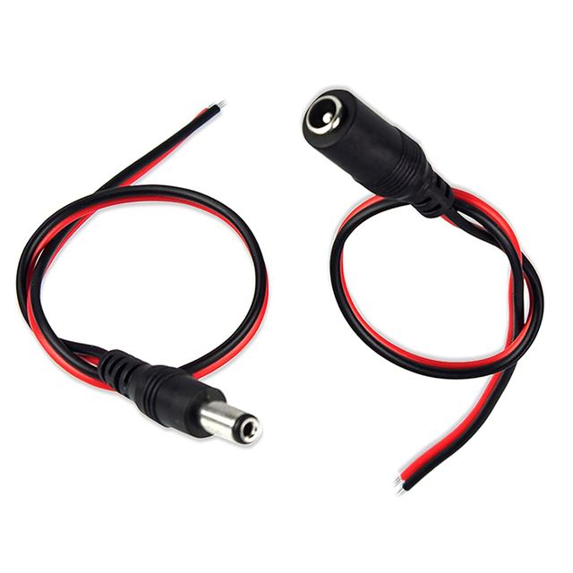 18AWG Copper Strands DC Power Pigtail Cable Male or Female Cable Connectors for CCTV Security Camera and Lighting Power Adapter