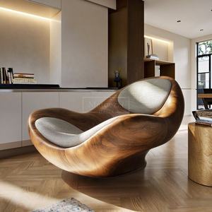 Modern Minimalist uzanmış koltuk ev otel ofis ve Bar kullanımı için benzersiz şekilli katı ahşap boş sandalye - Product Image 5