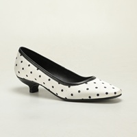 Vente en gros OEM ODM Escarpins habillés à bout pointu et talon bas pour femmes, à enfiler, à pois, fournisseur de marque privée, vente en gros pour détaillants