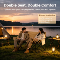 Chaise de camping moderne deux places avec tissu Oxford 600D et cadre en acier carbone, pliable pour le camping, la plage, le jardin, la terrasse, le salon