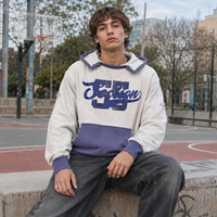 Sweat à capuche personnalisé avec logo, effet vieilli, pour hommes et femmes, bicolore, en molleton de coton épais, style streetwear, OEM, faible MOQ, violet