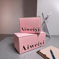 Boîtes d'emballage écologiques de luxe modernes en matériaux recyclés roses avec laminage mat et fermeture éclair extra-résistante pour vêtements et chaussettes