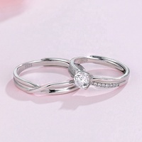 Ensemble de bagues pour couple de mariage GR95, plaqué platine, argent sterling S925, zircon Mobius, bagues pour homme et femme