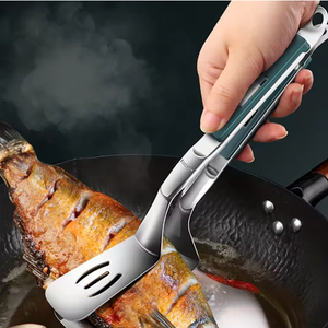 Pinces de cuisine en acier inoxydable à long manche anti-brûlure pour retourner les steaks, les poissons, le pain, les hamburgers, les crêpes, les pizzas, pelle à nourriture - Product Image 4