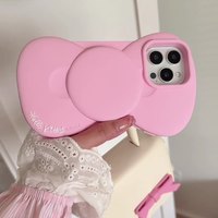 Coque de protection en silicone antichoc avec nœud rose mignon pour filles, pour 14 15 16 Pro Max
