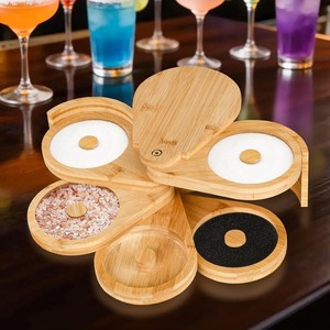 Caja giratoria de bambú de cinco niveles para condimentos con almacenamiento de sal y azúcar para uso en bares y cócteles - Product Image 1