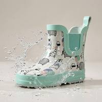 Bottes de pluie en caoutchouc pour enfants avec logo personnalisé, imprimé animal, imperméables, antidérapantes, avec poignées de traction, doublure en coton pour la vente en gros OEM