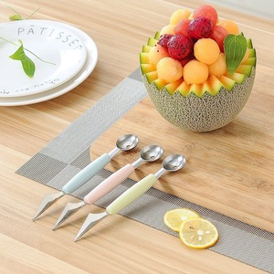 Cuillère à fruits multifonctionnelle, couteau ondulé à double tête en acier inoxydable pour servir le melon et la crème glacée, ensemble de 3 pièces - Product Image 4