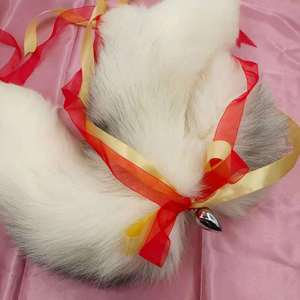 Multicolor Anale Plug Echte Drie Vos Staart Roestvrij Butt Plug Cosplay Metalen Butt Plug Speelgoed - Product Image 4