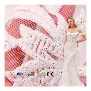 2025 nuovo arrivo 3D Glitter maglia tessuto lustrino schiumato poliestere ricamato per abiti da sposa tende borse - Product Image 1