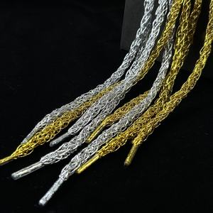 Lacets en maille tressée crochetée, creux, dorés et argentés, avec chaîne à maillons, 8 mm, à paillettes, accessoires pour chaussures décontractées, sac cadeau - Product Image 4