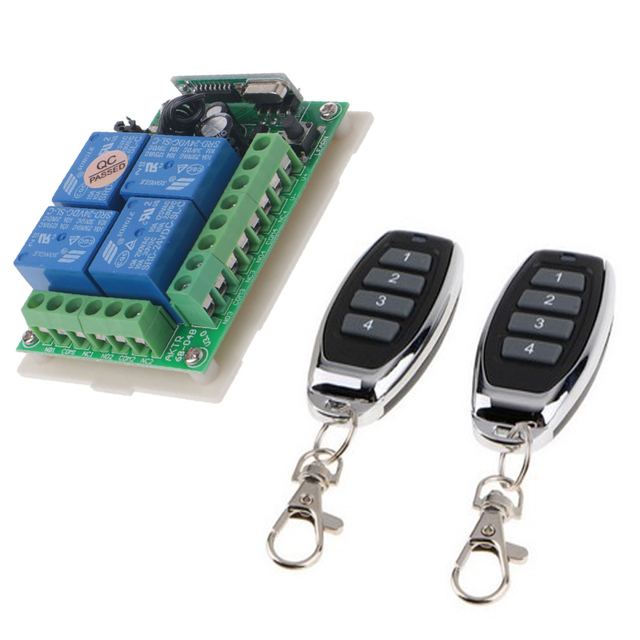 DC12V 4 Channels 4 Buttons Universal Wireless RF Remote Control Switches Relay 433MHz RF Transmitter and Receiver