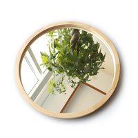 Cadre rond en bois de style moderne fait à la main avec un grand miroir décoratif de qualité d'exportation