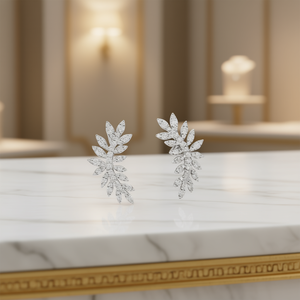 E2380 Orecchini con diamanti rosa da donna, taglio marquise, colore G, naturali, di lusso, per matrimonio - Product Image 2