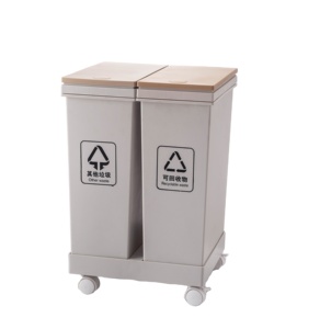 Recycle Plastic Bin Plastic Recycle Customized Plastic Wheeled Recycle Waste Bin Trash Can With Lid Double Classification Trash Bin