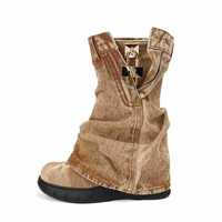 Bottes en jean vintage délavé à semelle épaisse 2026 ODM OEM, à enfiler, talon très haut, maille, style européen et américain unique pour femme