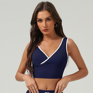 Nuevo chaleco deportivo Cool-touch UV Shield Cross V-cuello Sujetador de yoga con espalda abierta Color-block acolchado Gym <span class=keywords><strong>Topp</strong></span> - Product Image 2