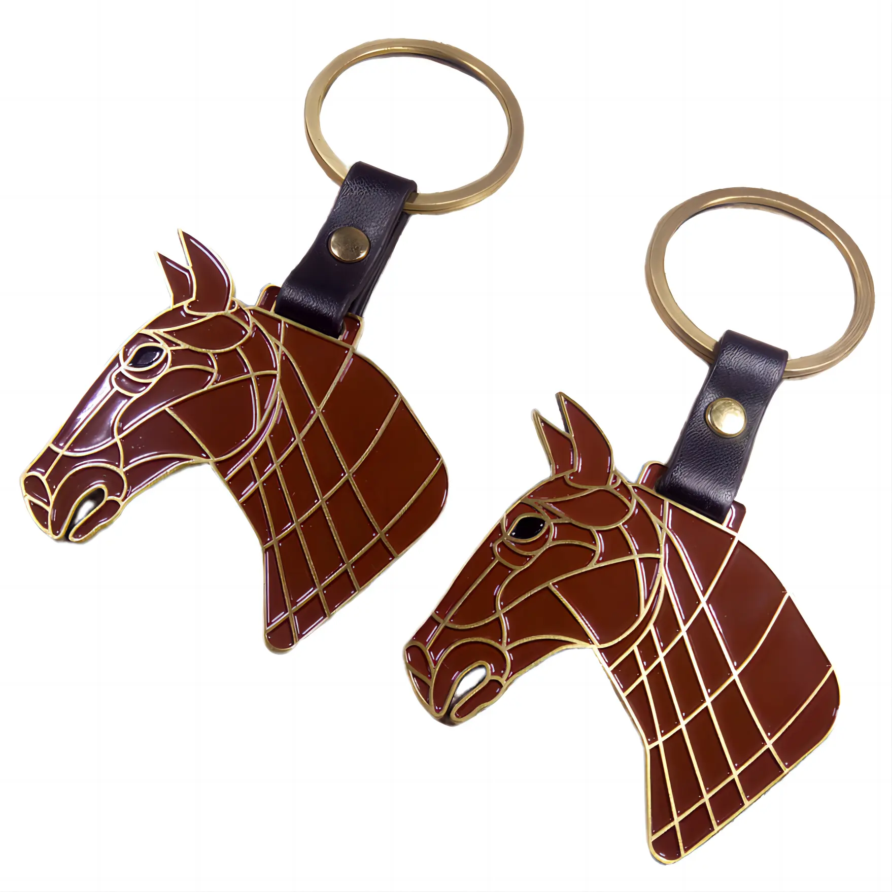 Custom Logo Paardenrennen Metalen Sleutelhanger Llavero Graveren 3d Paard Lopen Zacht Email Cadeau Paardensport Spel Souvenir Sleutelhanger