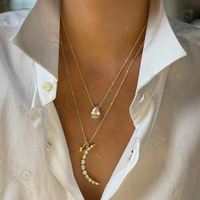 Collar de Oro de 18K con Perla y Circonita Cúbica, Joyería Nupcial Minimalista de Lujo Gemnel