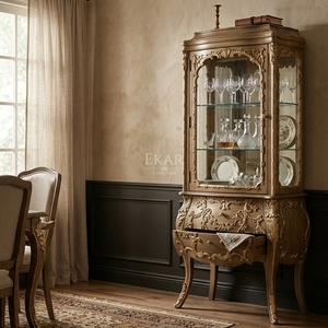 Vinoteca Estilo Heritage Chapada en Oro <span class=keywords><strong>Serafina</strong></span> |   Mueble para Vino de Estilo Clásico Americano de Lujo de EKAR FURNITURE - Product Image 2