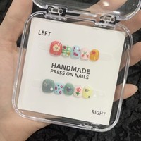 TSZS Nouvelle Arrivée Mignonnes Faux Ongles Courts Carrés Faits Main à Presser pour Enfants Mini Ongles Acryliques Réutilisables 3D Dessin Animé pour Enfants