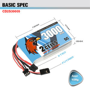 CODDARRC <span class=keywords><strong>LiPo</strong></span>バッテリー2S3000 MAH 7.4V 5C FutabaT16IZトランスミッターレシーバーRXTXRCカードローンFPV - Product Image 2