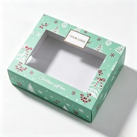 Caja de Regalo para Bufandas, Marcos de Fotos, Cinturones, Ropa, Calcetines, Caja de Embalaje Reciclable Personalizable con Temática Navideña, Caja de Papel Plegable con Ventana