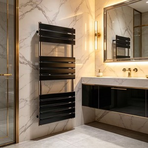 Sèche-serviettes hydronique noir moderne - Radiateur mural en acier pour salle de bain avec raccordement à l'<span class=keywords><strong>eau</strong></span> <span class=keywords><strong>chaude</strong></span>, <span class=keywords><strong>design</strong></span> échelle de luxe - Product Image 5