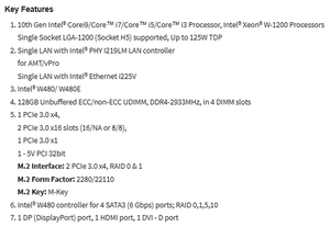 Carte mère de serveur ATX MBD-X12SAE avec <span class=keywords><strong>socket</strong></span> unique LGA-<span class=keywords><strong>1200</strong></span> (<span class=keywords><strong>socket</strong></span> H5) Intel W480/W480E, prise en charge DDR4 - Product Image 4