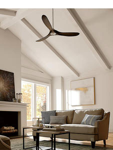 無垢材ブレード 銅線モーター レトロ ミニマリスト リビングルーム ダイニングルーム 寝室 静音 インバーター シーリングファン リモコン付き - Product Image 2