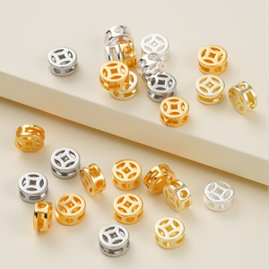 <b>Copper</b> Coin Spacer Beads Gold Plated Round With Hole For <b>Bracelet</b> Making DIY Jewelry Accessories - Product Image 1