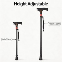 Canne de Mobilité SOS Panique avec Alarme Lumineuse, Radio FM, LED et Pied Antidérapant en Caoutchouc, Batterie au Lithium Rechargeable Quotidienne