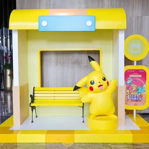 Figura de Pokémon Pikachu de resina de, escultura de animales de fibra de vidrio famosa, decoración de dibujos animados