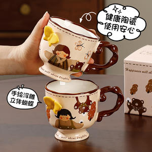 Dragon Nest Ceramic Butterfly Mug 301-400ml With Spoon Gift For <b>Coffee</b> Tea Office Home Use - Product Image 5