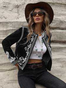 Chaqueta Acolchada de Invierno para Mujer, de Lona Negra con Botones Bordados Blancos, Tejido de Algodón Ecológico, Acabado Oficial, Nueva Moda - Product Image 6