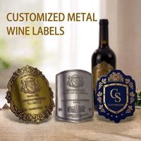 Étiquette personnalisée ovale en métal pour vin et spiritueux, autocollant en aluminium gaufré avec logo pour marque de bouteille d'alcool