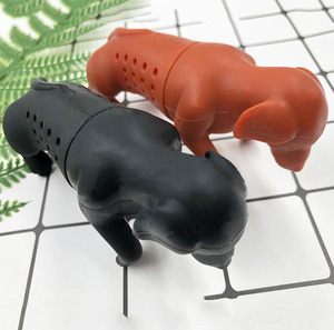 Infuseur à thé en silicone <span class=keywords><strong>noir</strong></span> et gris, écologique, de qualité alimentaire, en forme de chien mignon, pour différentes tasses et feuilles de thé - Product Image 2