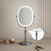 Tabletop Adjustable Lift Stand Metal+Glass 7X Magnifying Stepless Dimming Lighted LED Touch Switch Personalized Cosmetic Mirror