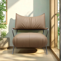 Fauteuil de salon moderne de luxe avec structure en acier inoxydable, mousse haute résilience 45D, fauteuil d'appoint rembourré pour salon