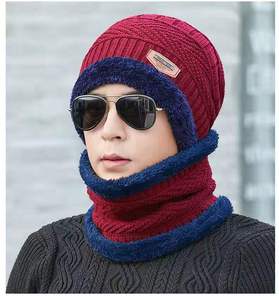 Chapeau de <span class=keywords><strong>randonnée</strong></span> tendance en tricot pour homme et <span class=keywords><strong>femme</strong></span>, hiver 2024, avec écharpes, bonnet épais et chaud pour homme - Product Image 2